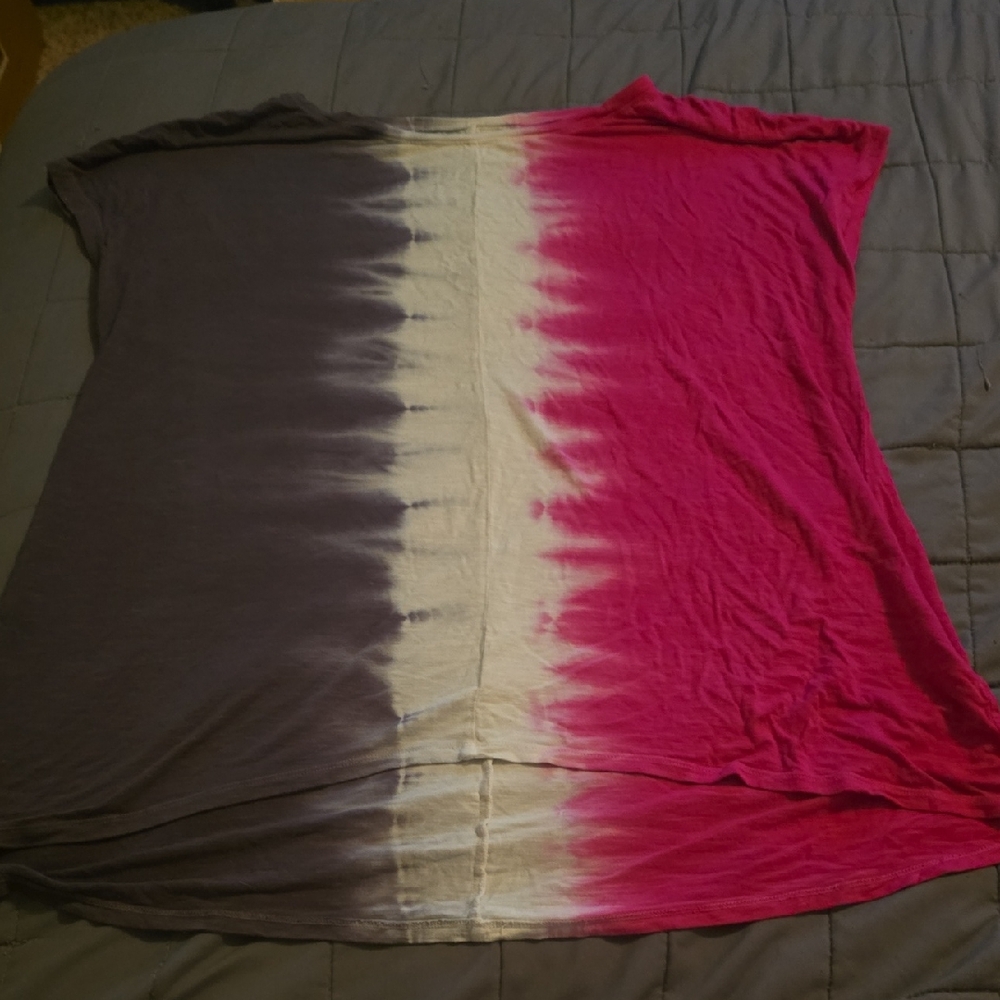 Lane Bryant Vibrant Pink and Subtle Gray Tee
